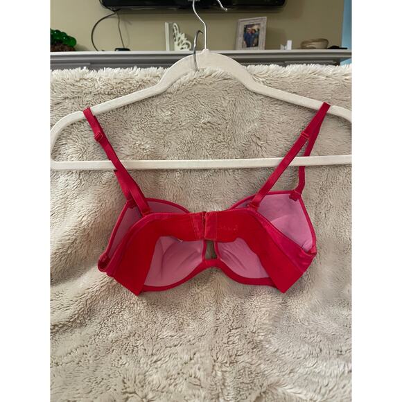 Victoria's Secret Pink Push Up Bra Red with Pink Women's size 32B - Picture 2 of 5